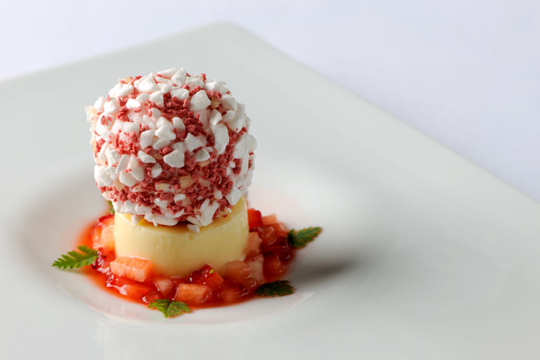 Strawberry and elderflower dessert