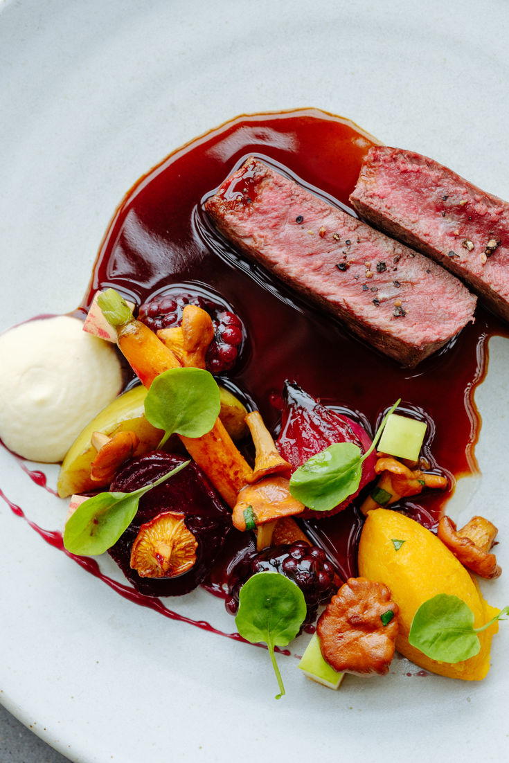 Venison with Roasted Root Vegetables and Red Wine Sauce Recipe - Great ...
