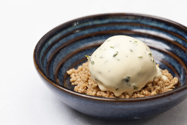 Lemon thyme and garden mint ice cream