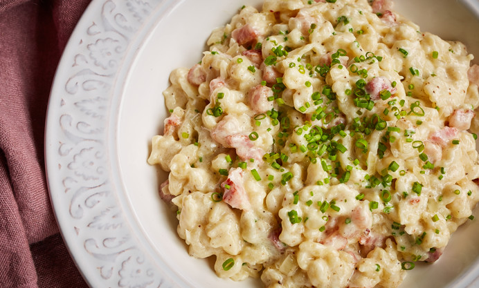 Spätzle with Ham and Cream Sauce Recipe - Great Italian Chefs