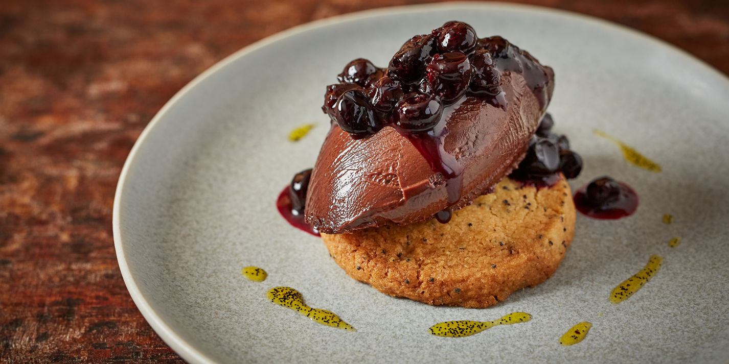 Chocolate and Rapeseed Ganache with Blackcurrants Recipe - Great British Chefs