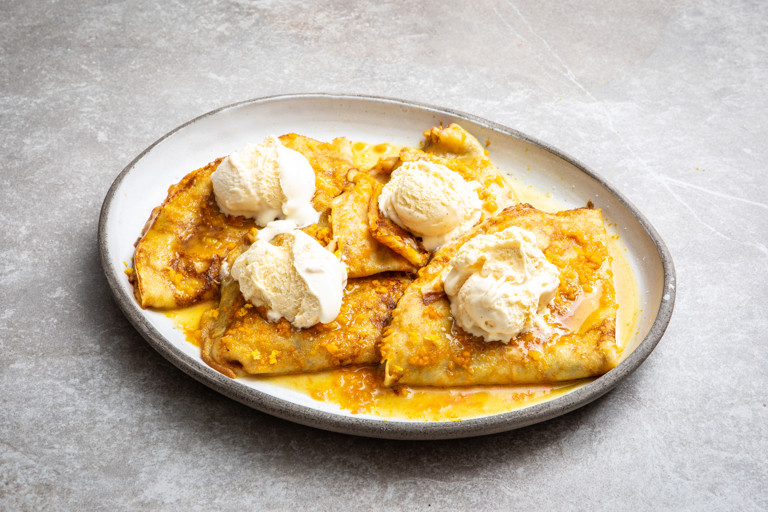 Blood orange and cardamom crêpes Suzette 