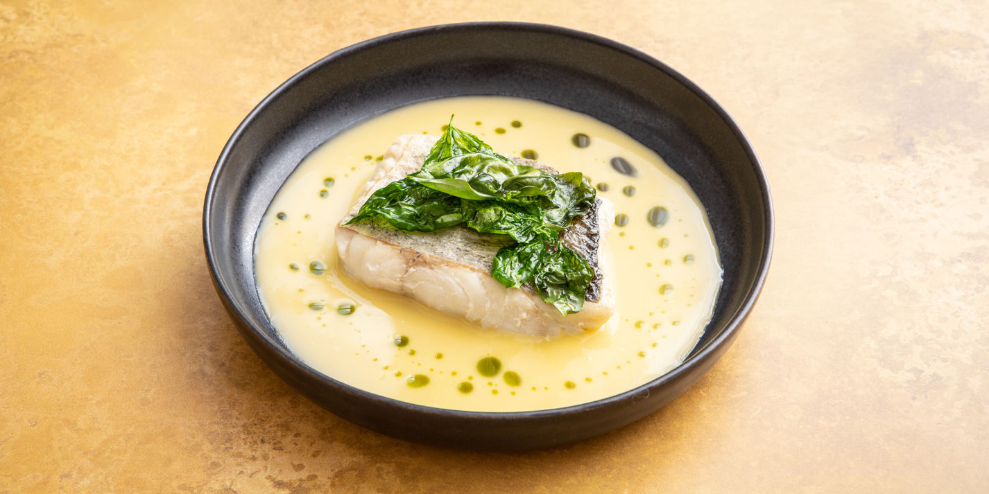 Coley with Beurre Blanc, Fried Herbs and Mixed Herb oil Recipe Great