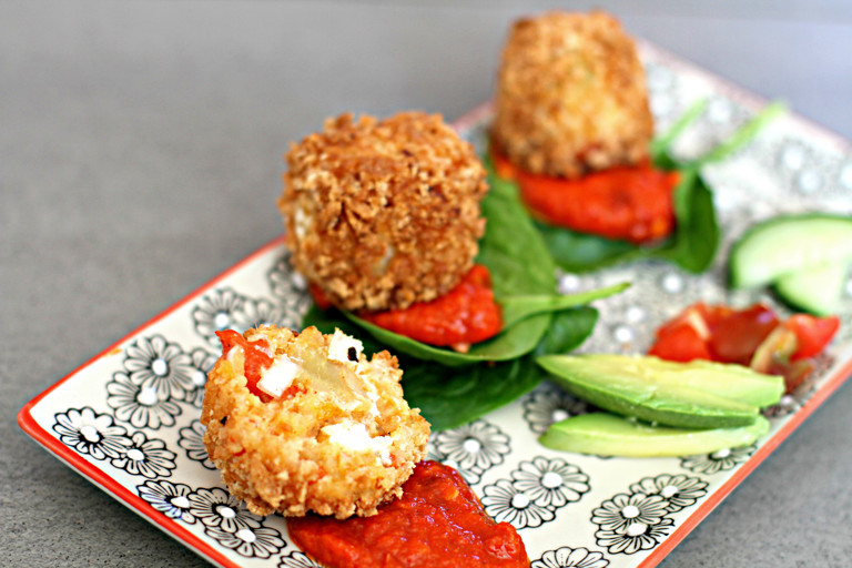 Red pepper and goat's cheese bites