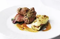 Rump of Welsh Lamb with courgette moussaka
