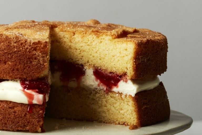 Roasted strawberry Victoria sponge