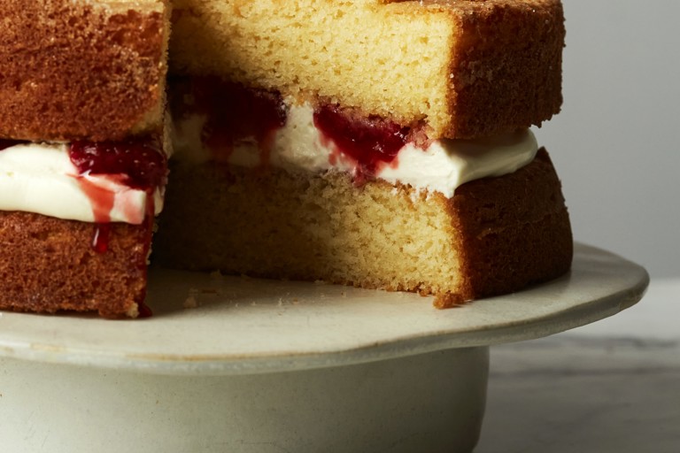 Roasted strawberry Victoria sponge