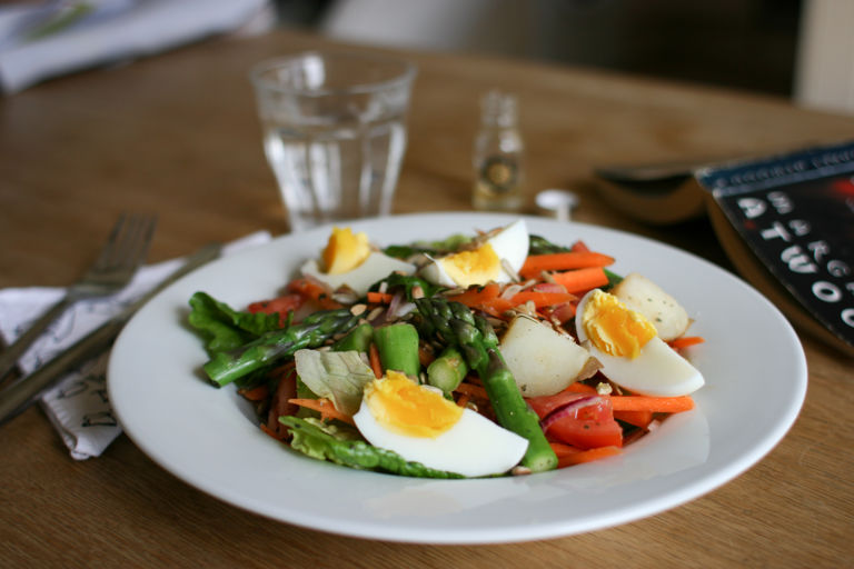 Asparagus, egg and potato salad with tarragon vinaigrette