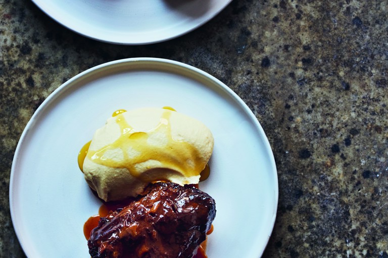 Beef cheeks and hummus