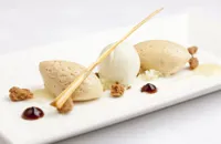 Caramelised white chocolate mousse with variations of apple, muscovado and cinnamon