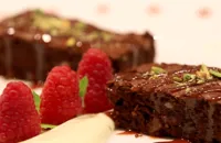 Deconstructed three-chocolate brownies