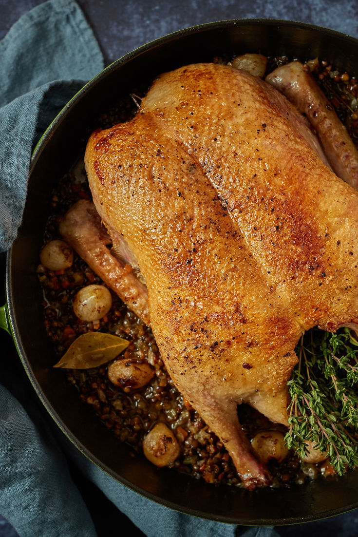 Roast Duck with Puy Lentils and Roasted Onions Recipe - Great British Chefs