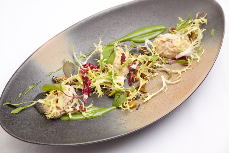 Crab salad, peanut and lemongrass, coriander emulsion