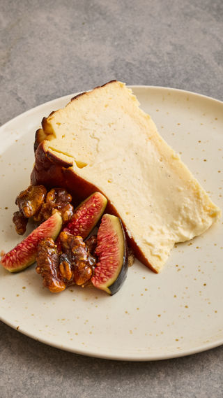 Basque cheesecake with candied walnuts and figs recipe reel