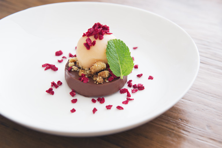 Absolute chocolate from Madagascar with orange and Campari sorbet