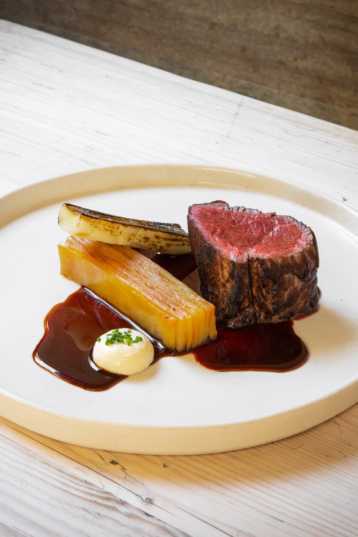 Beef Fillet with Pressed Potato, Leeks and Horseradish Emulsion Recipe