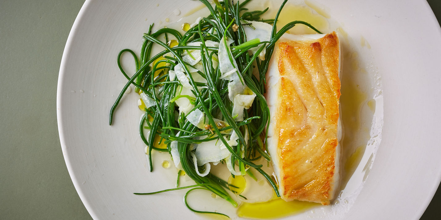 Pollock with Tomato Consommé and Monk's Beard Recipe Great British Chefs