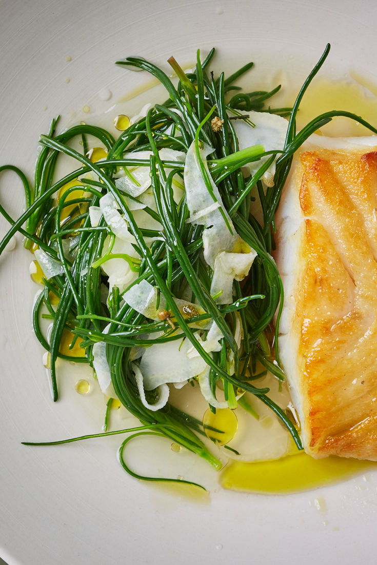 Pollock with Tomato Consommé and Monk's Beard Recipe Great British Chefs