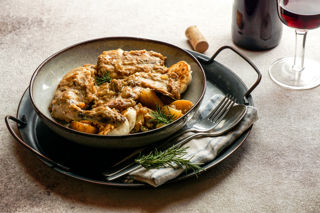 Rabbit, or conejo, in salmorejo from Tenerife