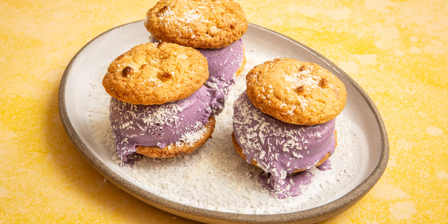 Ube Ice Cream Sandwich with Coconut White Chocolate Chip Cookies Recipe