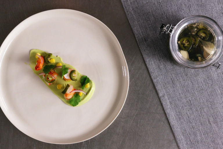 Prawn ceviche with pickled jalapenos