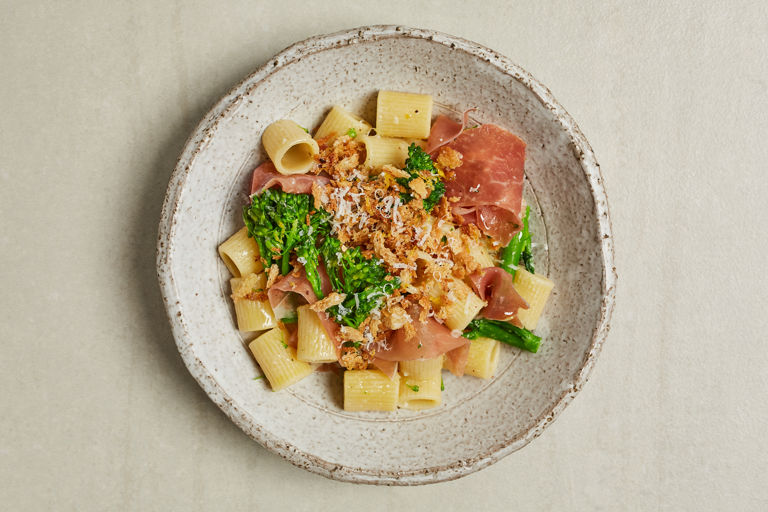Parma ham and tenderstem rigatoni
