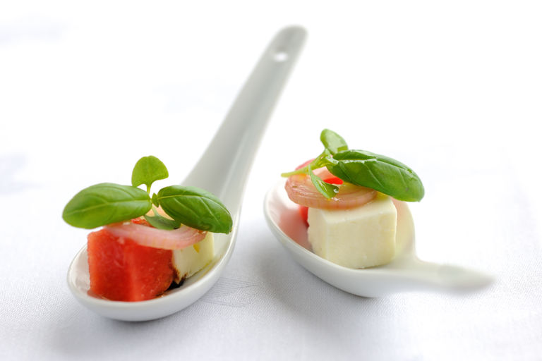 Pickled ewes milk cheese and watermelon salad