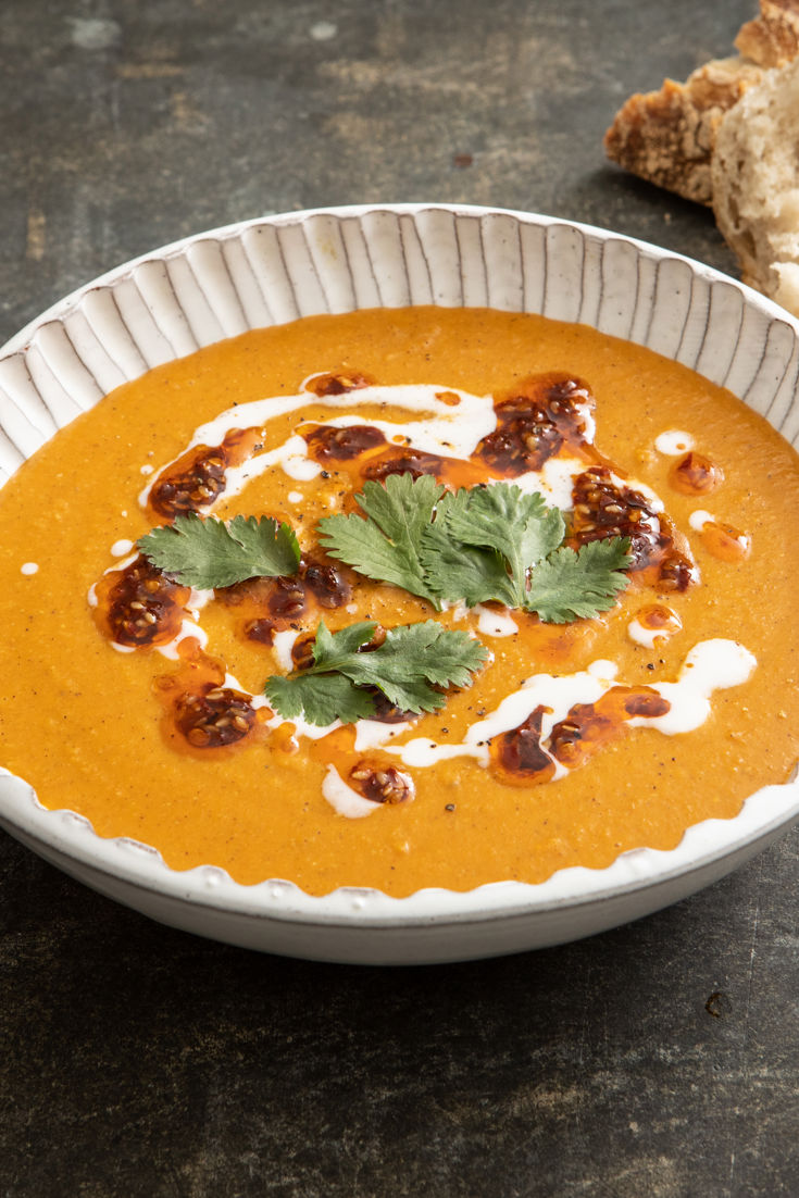 Spiced Carrot and Red Lentil Soup With Coconut and Tamarind Chilli Oil ...