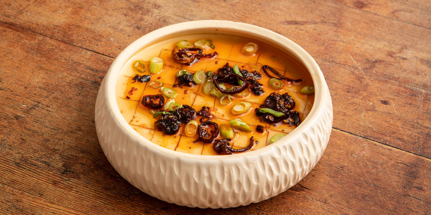 Chawanmushi-Inspired Steamed Eggs With Crispy Shallot Chilli Oil Recipe - Great British Chefs