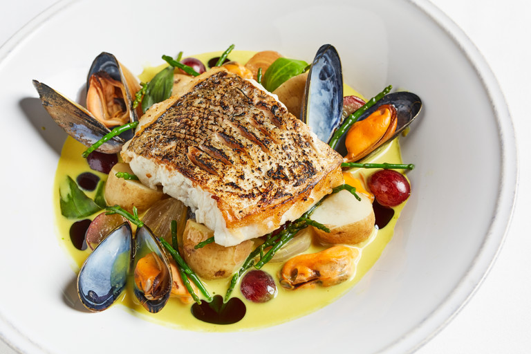 Hake with Mussels, Potatoes and Curry Velouté Recipe - Great British Chefs