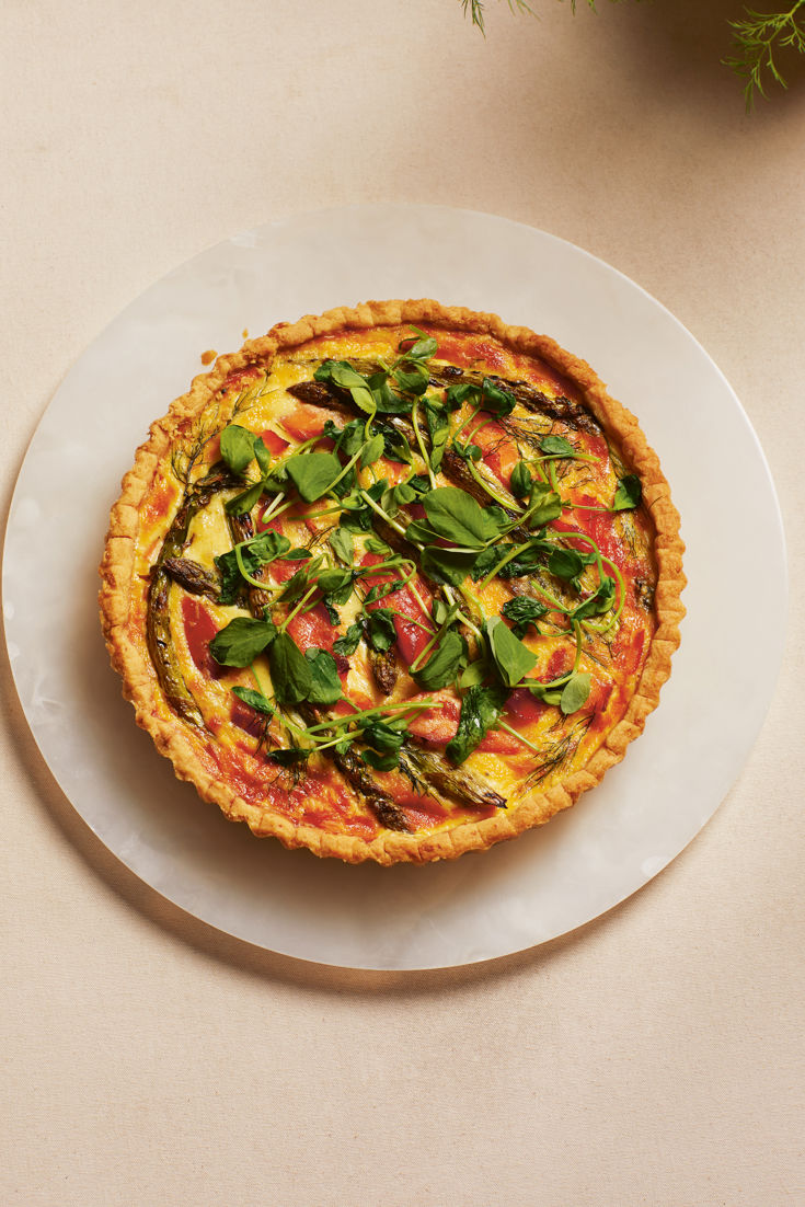 Angela Clutton's Asparagus, Hot-smoked Trout and Pea Shoot Tart Recipe ...