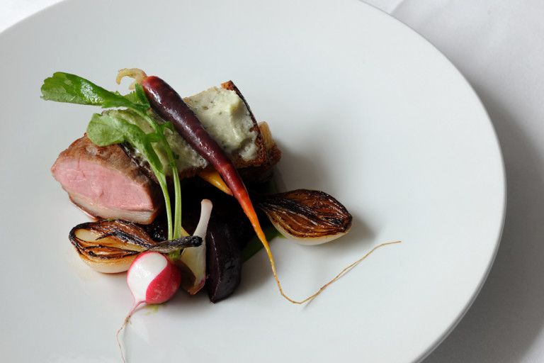 Bishopstoke Farm lamb, escabeche of vegetables and cheese on toast