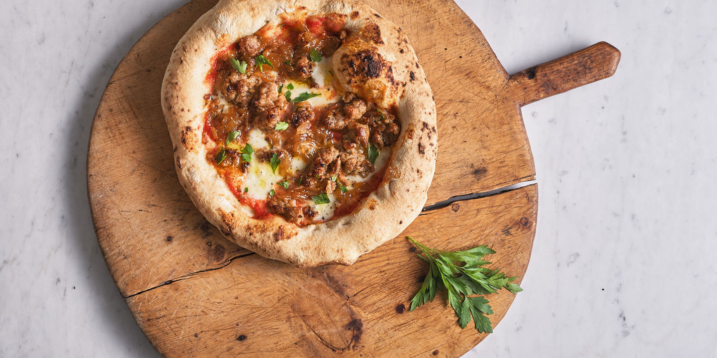 Sausage and Caramelised Onion Pizza Recipe - Great British Chefs