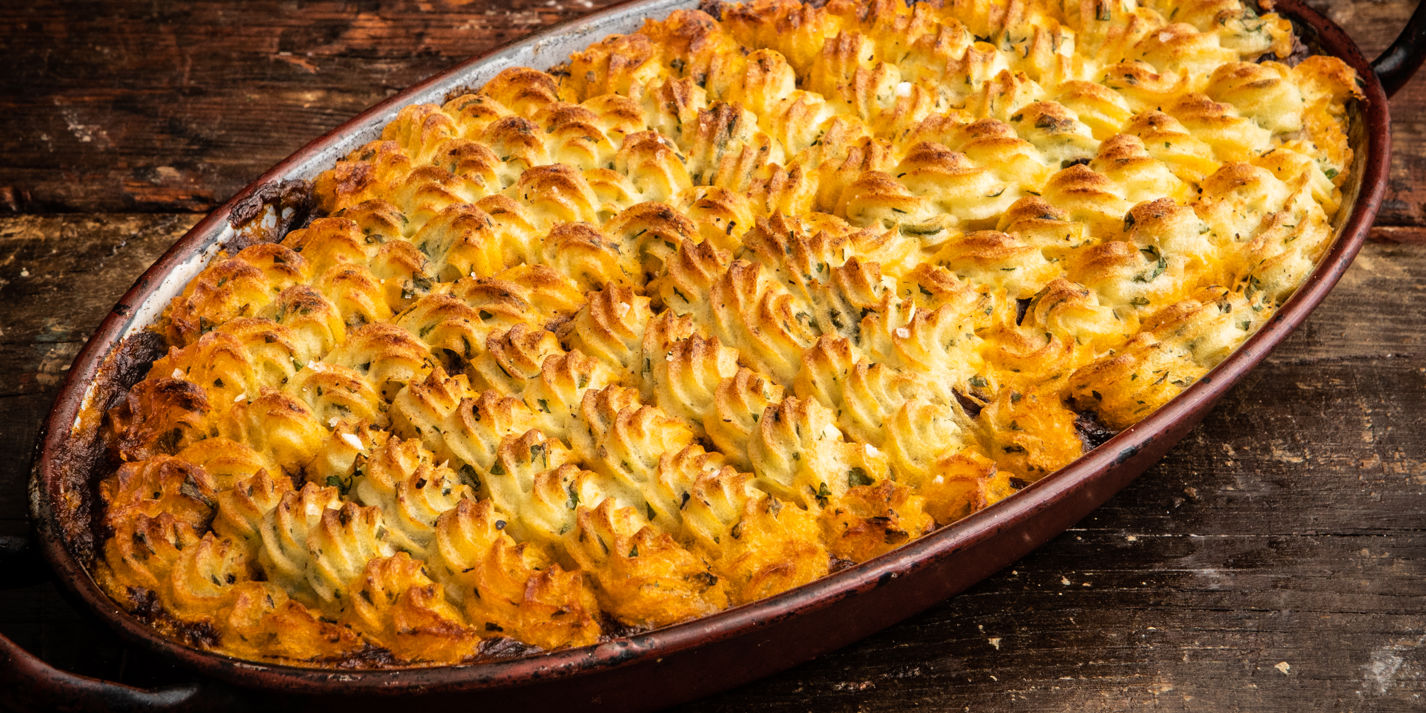 Beef Bourguignon Pie With a Garlic and Herb Mash Topping Recipe - Great British Chefs
