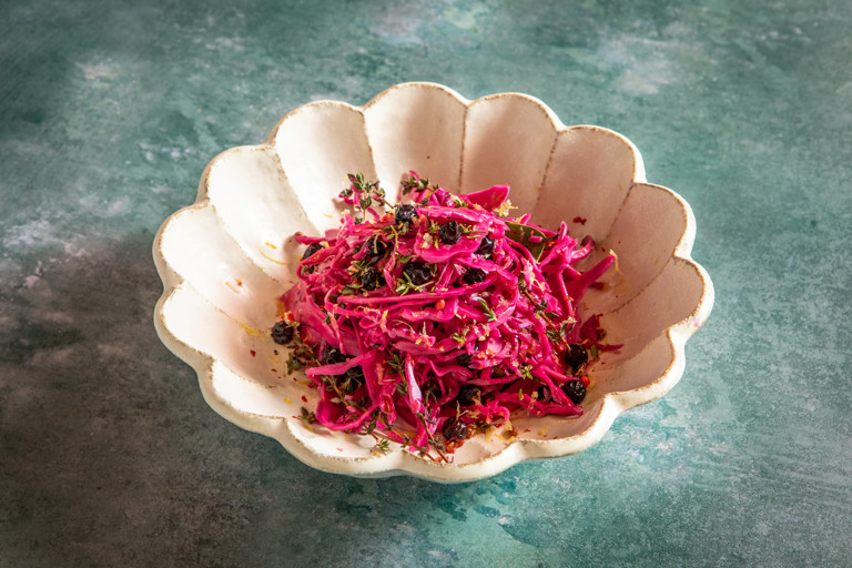 Pickled red cabbage with juniper and thyme