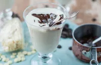 White chocolate Mascarpone cream with Godiva chocolate sauce