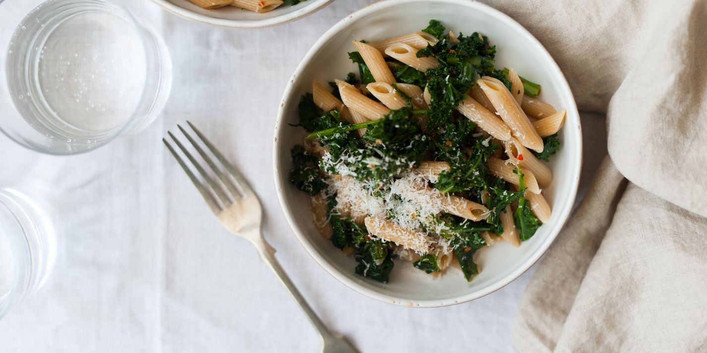 Whole Wheat Penne Recipe with kale and Pecorino - Great British Chefs