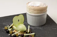 Gingerbread soufflé with Granny Smith apple sorbet