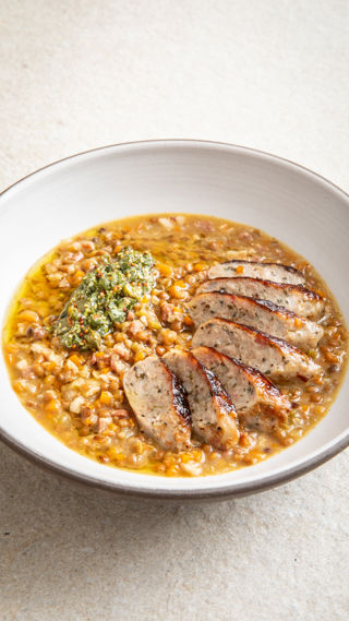 Sausages and lentils with mustard green sauce recipe reel