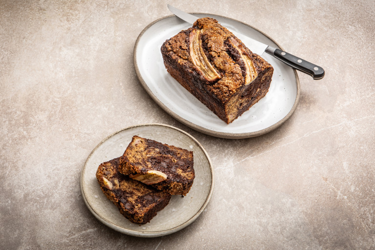 Marbled miso multigrain banana bread