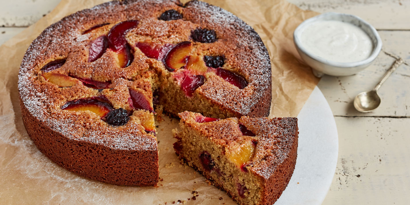Blackberry, Plum and Polenta Cake Recipe - Great British Chefs