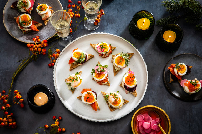 Festive egg smørrebrød