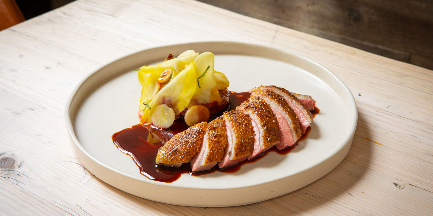 Honey-Glazed Duck with Beetroot and Mint Jus Recipe - Great British Chefs