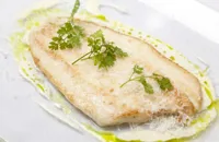 Lemon sole with Parmesan and cream