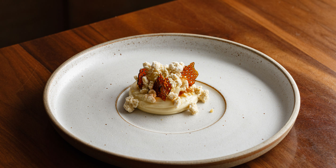 Hay Custard, Bramley Apple, Burnt Sugar - Great British Chefs