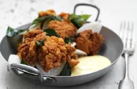 Keralan fried chicken with curry leaf mayonnaise