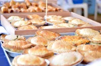 Pies in the window of a shop