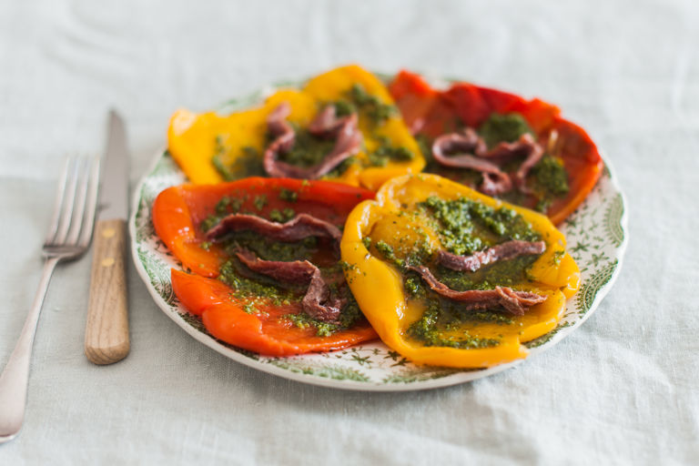 Peperoni all’Acciuga – Roasted peppers with salsa verde