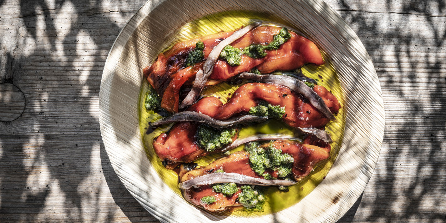 Corno di Toro Peppers, Cantabrian Anchovies and Salsa Verde Recipe  - Great British Chefs