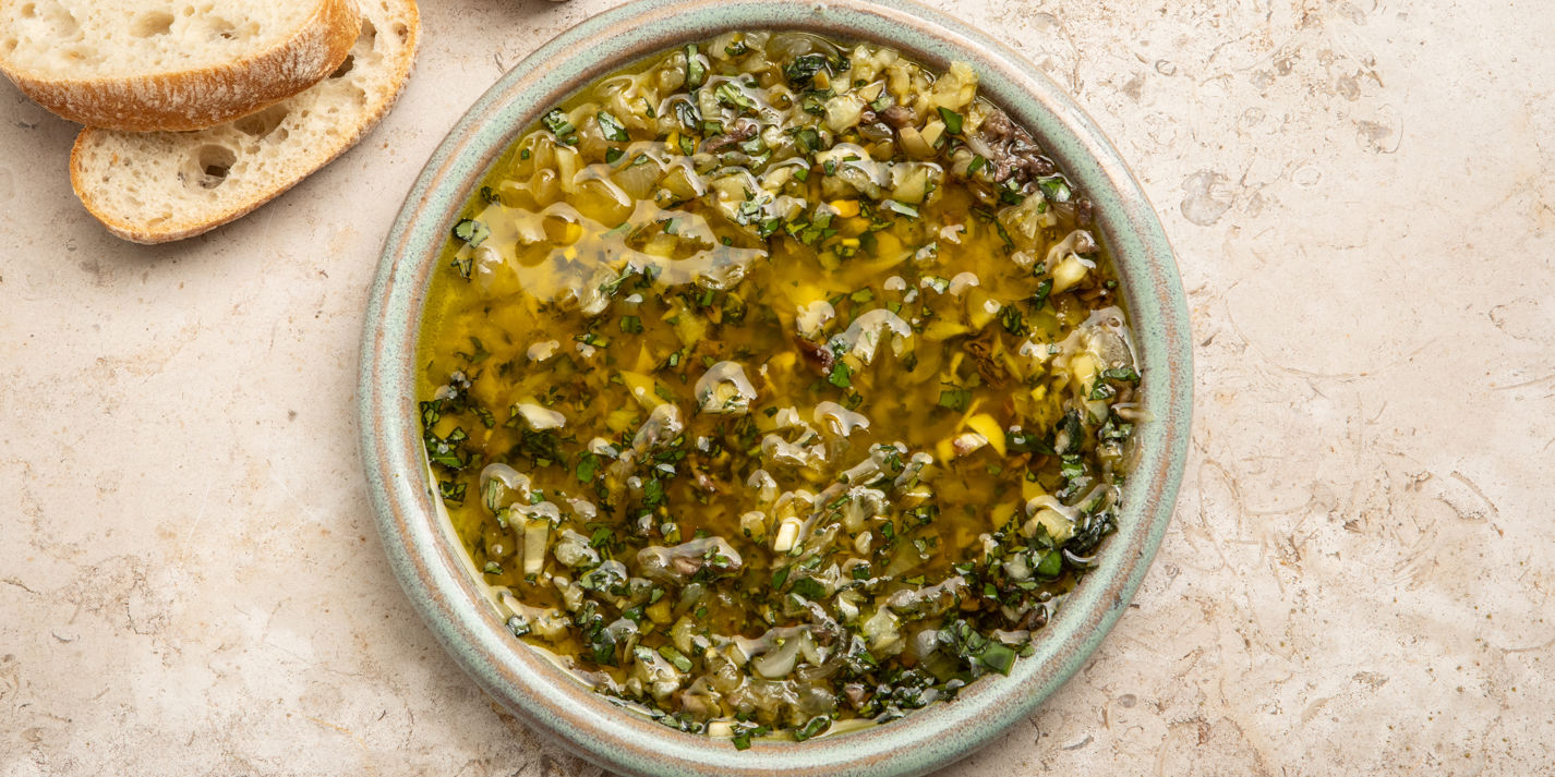 Anchovy, Silverskin Onion and Preserved Lemon Dipping Oil Recipe